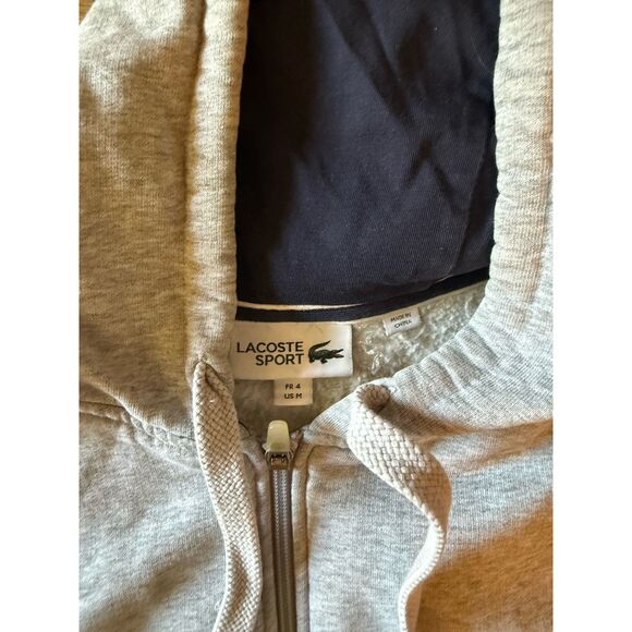 Lacoste Sports Womens Gray Full Zip Hooded Sweatshirt Size Medium - Picture 3 of 3
